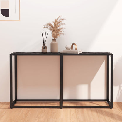 Tavolo Consolle Nero Marmo 140x35x75,5 cm in Vetro Temperato | homemem39