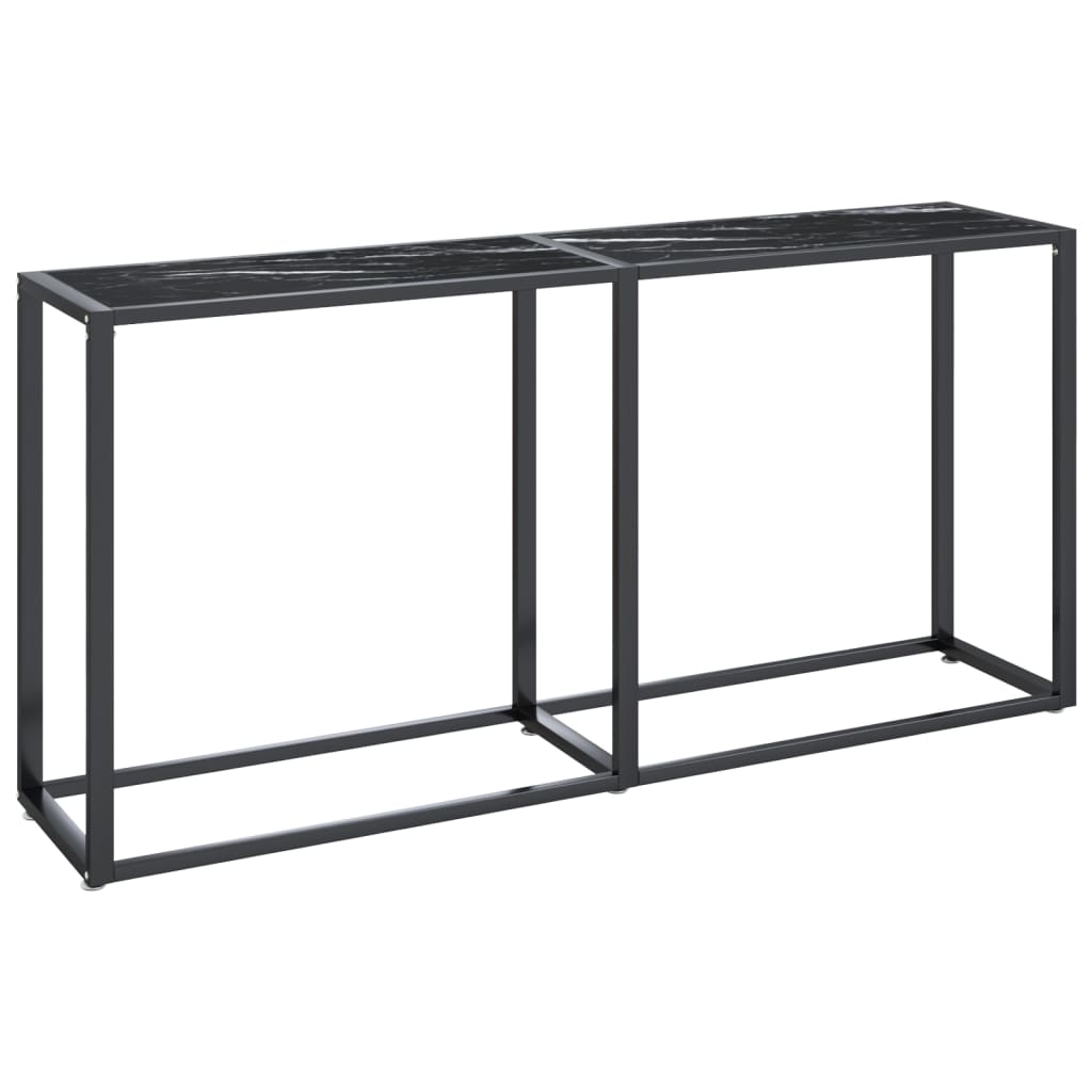 Tavolo Consolle Nero Marmo 160x35x75,5 cm in Vetro Temperato | homemem39