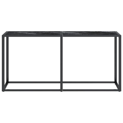 Tavolo Consolle Nero Marmo 160x35x75,5 cm in Vetro Temperato | homemem39