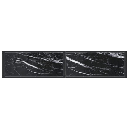 Tavolo Consolle Nero Marmo 160x35x75,5 cm in Vetro Temperato | homemem39