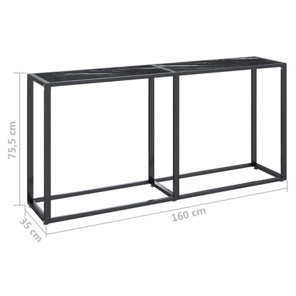 Tavolo Consolle Nero Marmo 160x35x75,5 cm in Vetro Temperato | homemem39