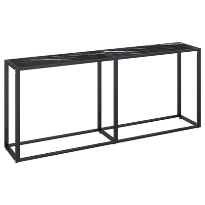 Tavolo Consolle Marmo Nero 180x35x75,5 cm in Vetro Temperato | homemem39