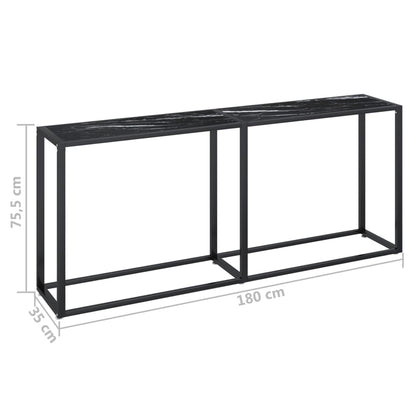 Tavolo Consolle Marmo Nero 180x35x75,5 cm in Vetro Temperato | homemem39