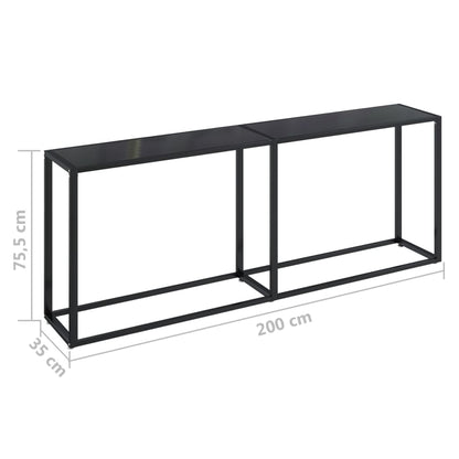 Tavolo Consolle Nero 200x35x75,5 cm in Vetro Temperato - homemem39