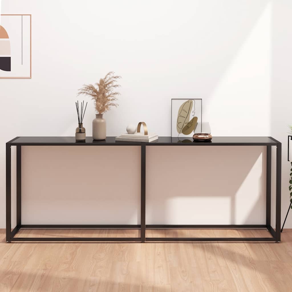 Tavolo Consolle Nero 200x35x75,5 cm in Vetro Temperato | homemem39
