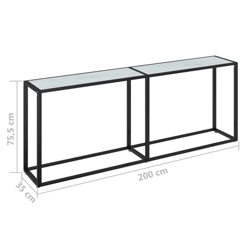 Tavolo Consolle Marmo Bianco 180x35x75,5 cm in Vetro Temperato - homemem39