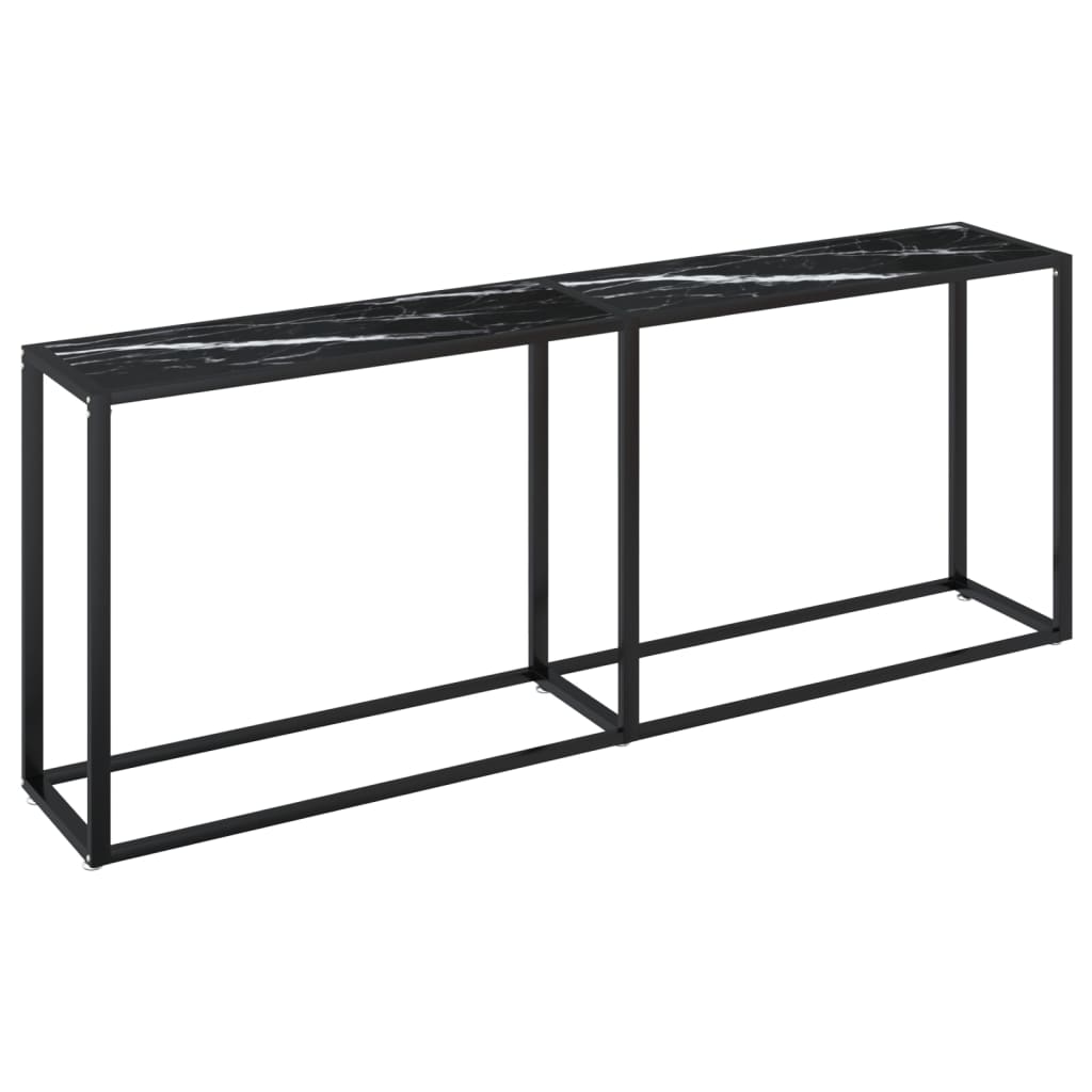 Tavolo Consolle Marmo Nero 180x35x75,5 cm in Vetro Temperato