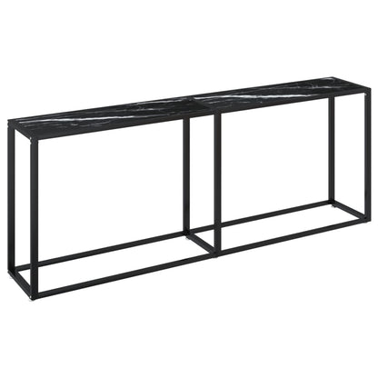 Tavolo Consolle Marmo Nero 180x35x75,5 cm in Vetro Temperato