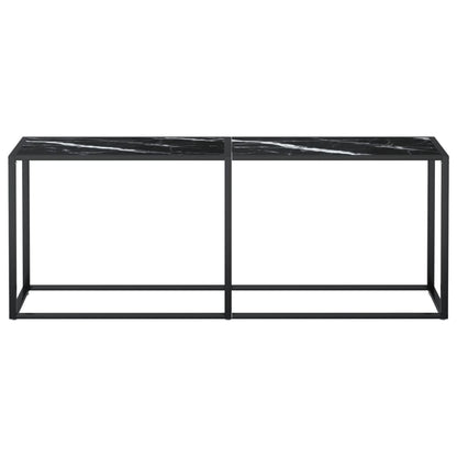 Tavolo Consolle Marmo Nero 180x35x75,5 cm in Vetro Temperato - homemem39