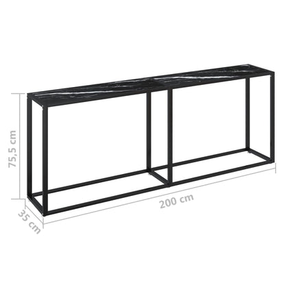 Tavolo Consolle Marmo Nero 180x35x75,5 cm in Vetro Temperato - homemem39
