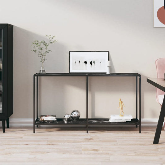 Tavolo Consolle Nero 140x35x75,5 cm in Vetro Temperato | homemem39