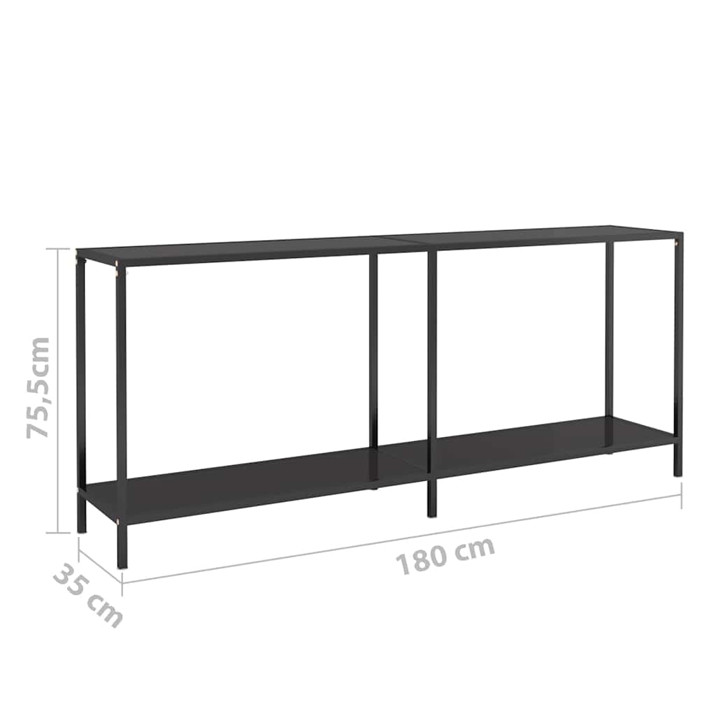 Tavolo Consolle Nero 180x35x75,5 cm in Vetro Temperato | homemem39