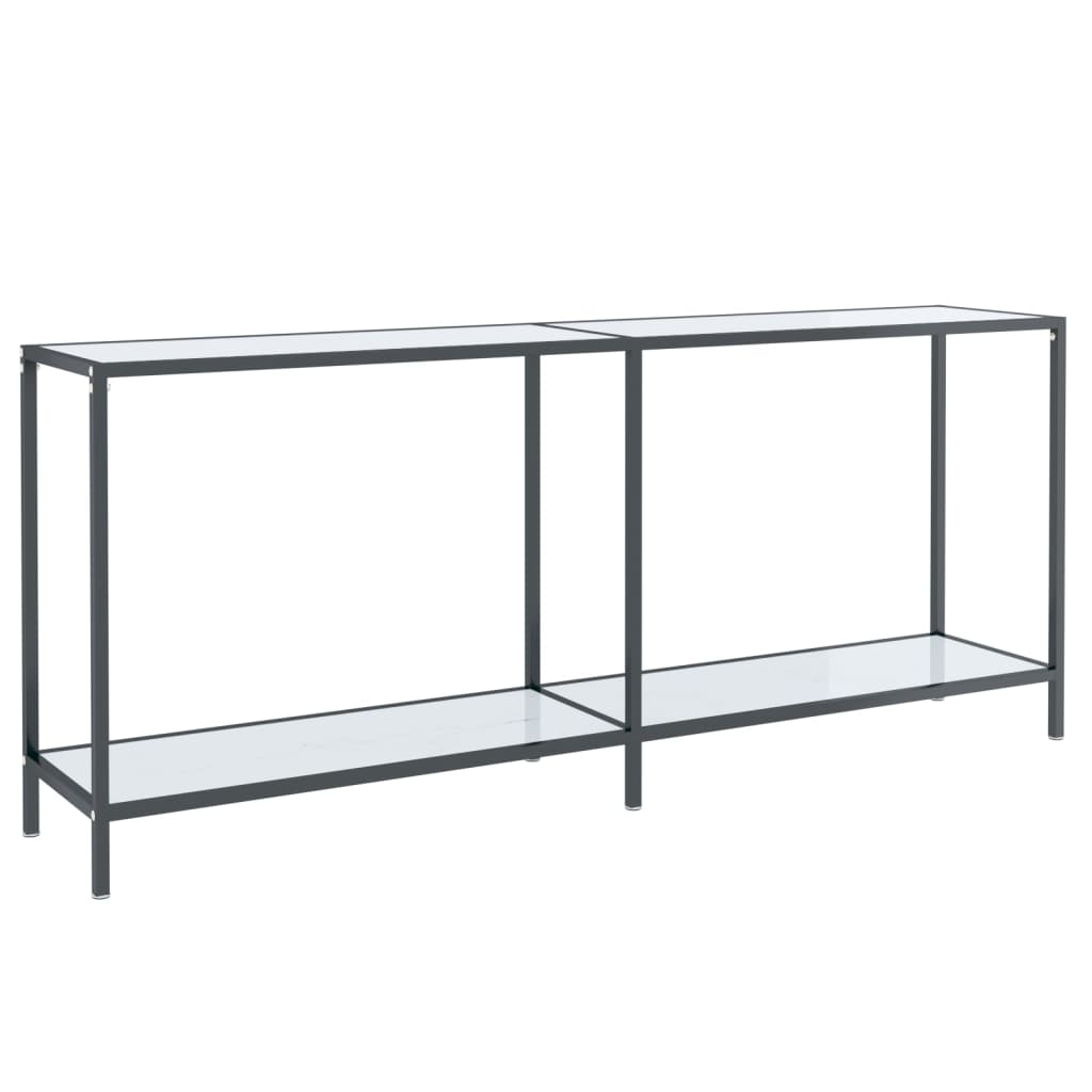 Tavolo Consolle Bianco 180x35x75,5 cm in Vetro Temperato - homemem39