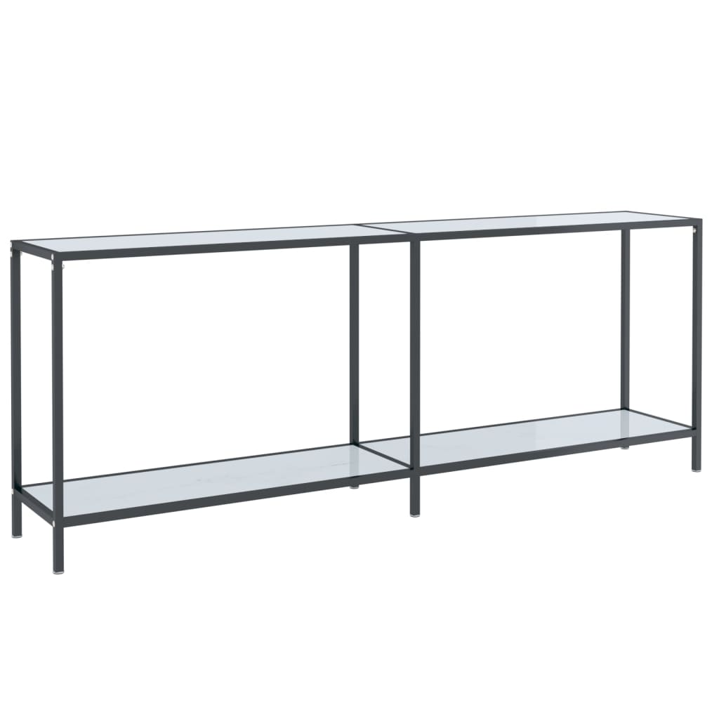 Tavolo Consolle Bianco 200x35x75,5 cm in Vetro Temperato | homemem39