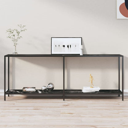 Tavolo Consolle Nero 200x35x75,5 cm in Vetro Temperato | homemem39
