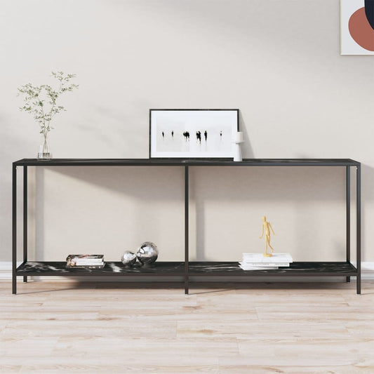 Tavolo Consolle Nero 200x35x75,5 cm in Vetro Temperato | homemem39