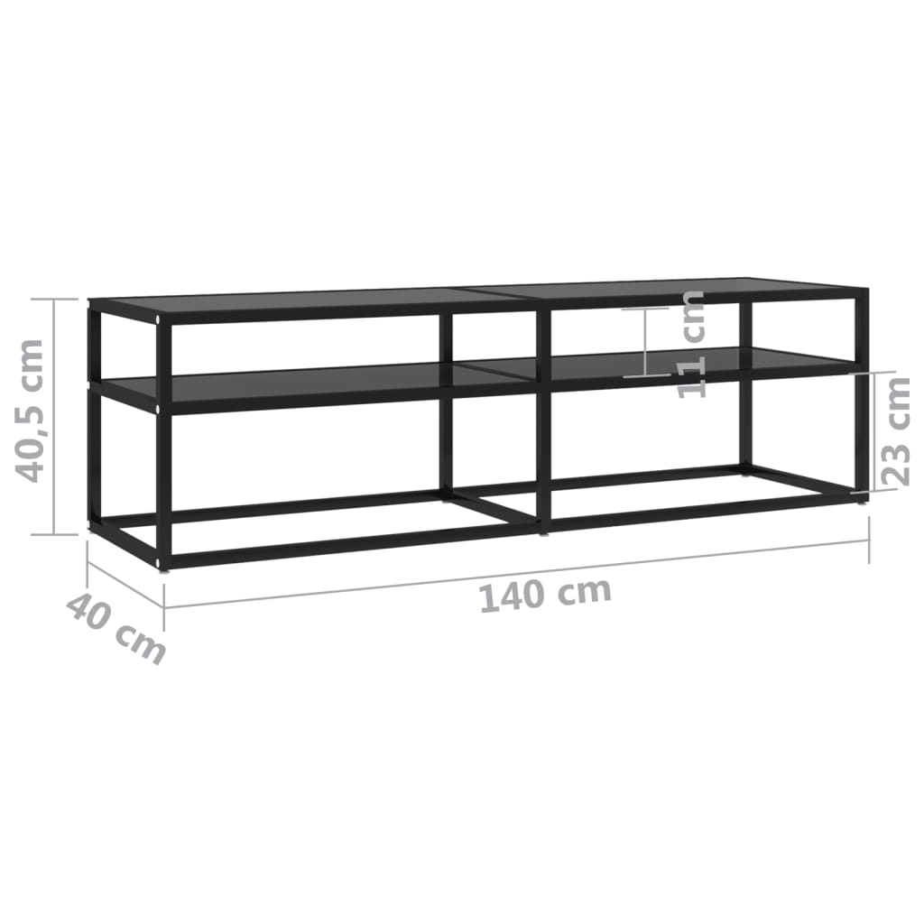 Mobile Porta TV Nero 140x40x40,5 cm in Vetro Temperato - homemem39