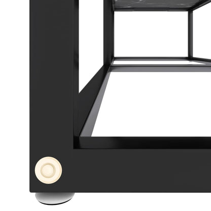 Mobile Porta TV Marmo Nero 140x40x40,5 cm in Vetro Temperato - homemem39