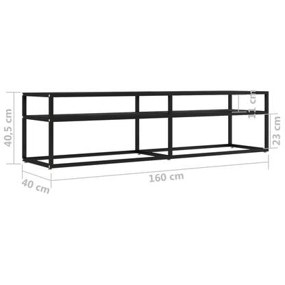 Mobile Porta TV Marmo Nero 160x40x40,5 cm in Vetro Temperato