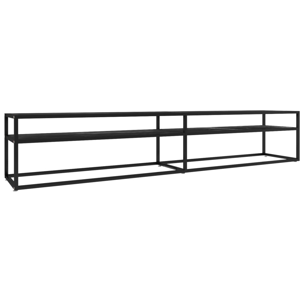 Mobile Porta TV Marmo Nero 220x40x40,5 cm in Vetro Temperato - homemem39