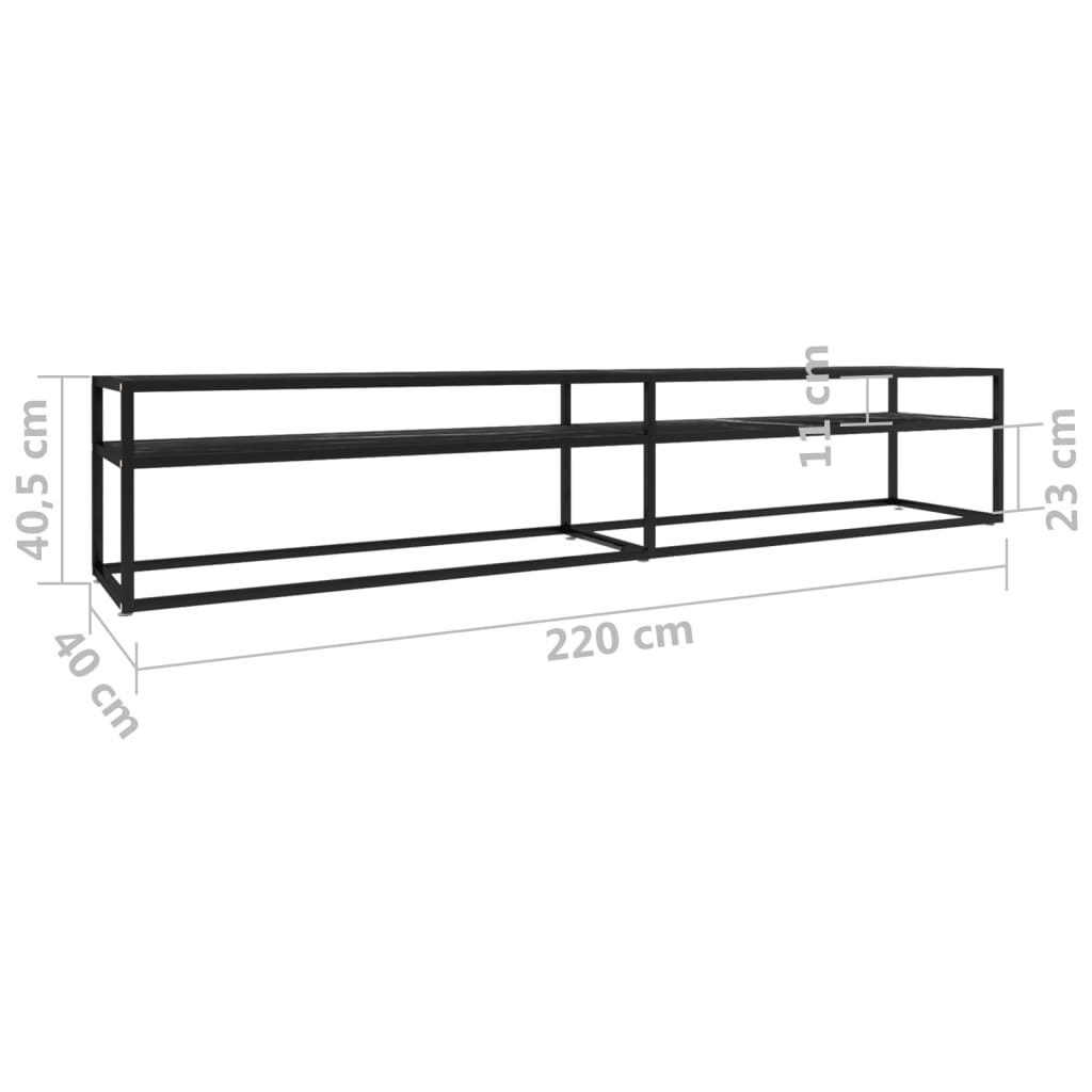 Mobile Porta TV Marmo Nero 220x40x40,5 cm in Vetro Temperato - homemem39