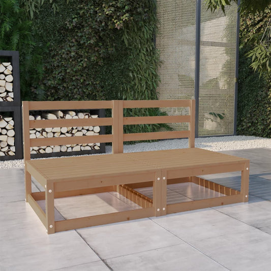 Divano da Giardino 2 Posti Marrone Ambra Legno Massello di Pino - homemem39