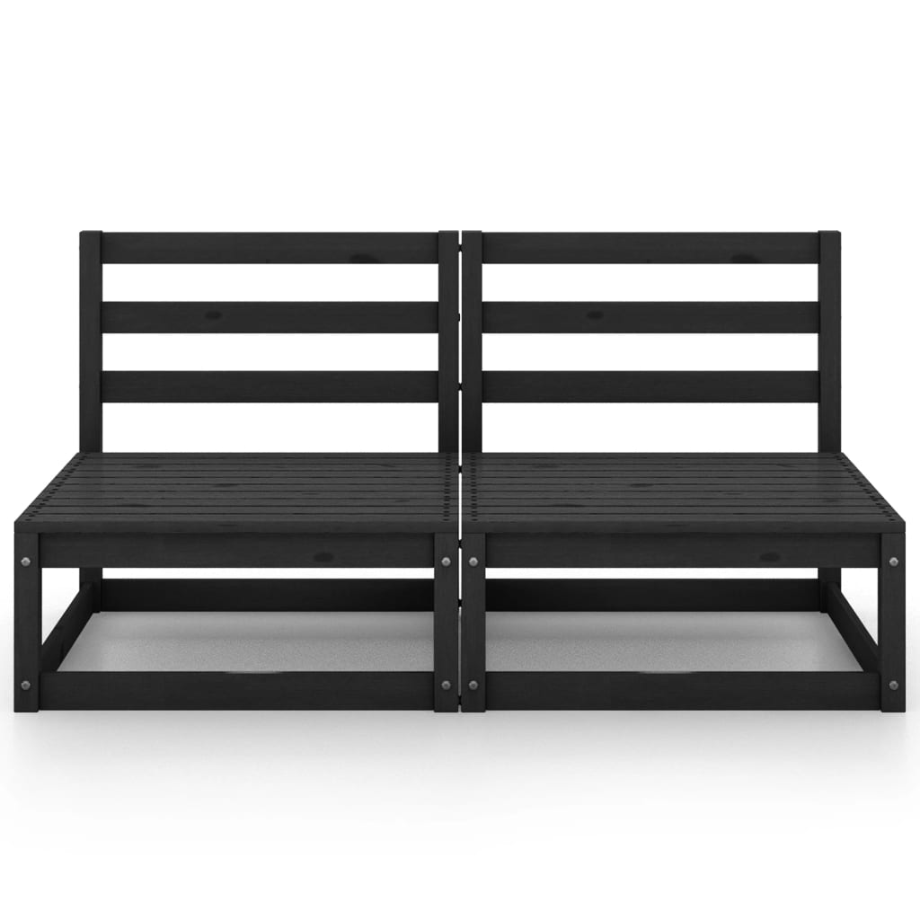 Divano da Giardino a 2 Posti Nero in Legno Massello di Pino - homemem39