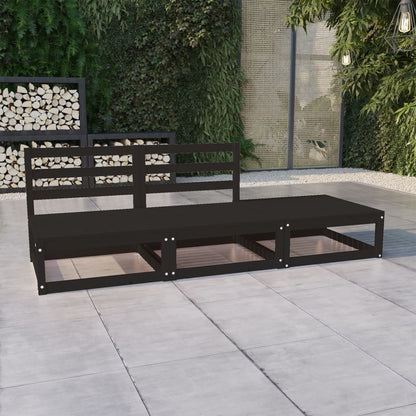 Set Divani da Giardino 3 pz Nero in Legno Massello di Pino - homemem39