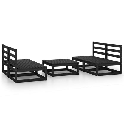 Set Divani da Giardino 5 pz Nero in Legno Massello di Pino - homemem39