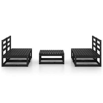 Set Divani da Giardino 5 pz Nero in Legno Massello di Pino - homemem39
