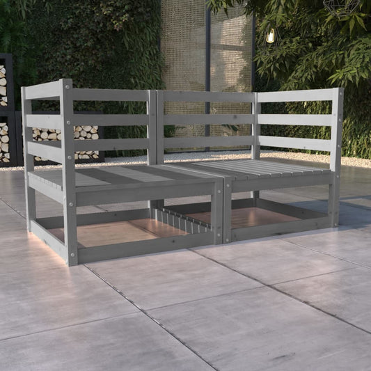 Divano da Giardino a 2 Posti Grigio in Legno Massello di Pino - homemem39