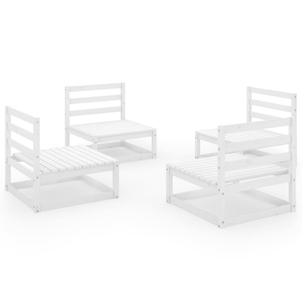 Set Divani da Giardino 4 pz Bianco in Legno Massello di Pino - homemem39
