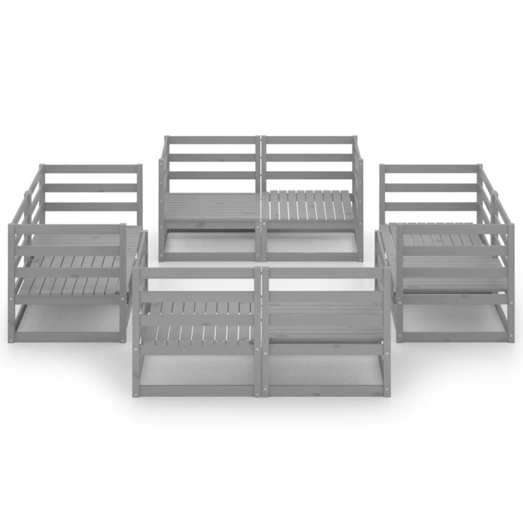 Set Divani da Giardino 8 pz Grigio in Legno Massello di Pino - homemem39
