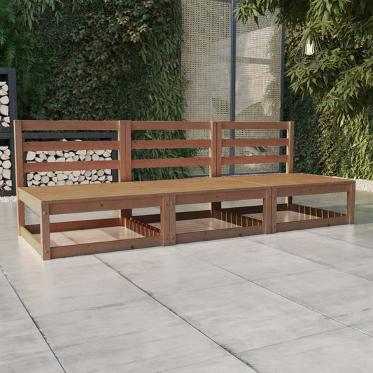 Divano da Giardino 3 Posti Marrone Ambra Legno Massello di Pino - homemem39