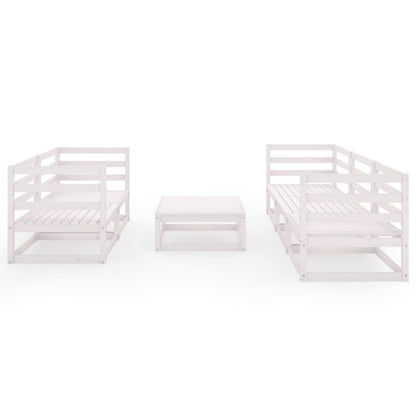 Set Divani da Giardino 6 pz Bianco in Legno Massello di Pino - homemem39