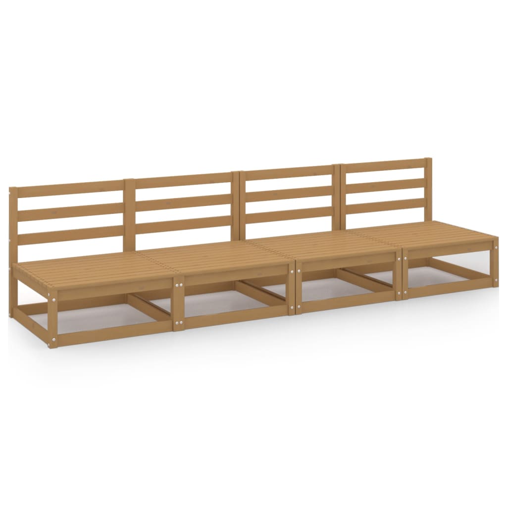 Divano da Giardino 4 Posti Marrone Ambra Legno Massello di Pino - homemem39