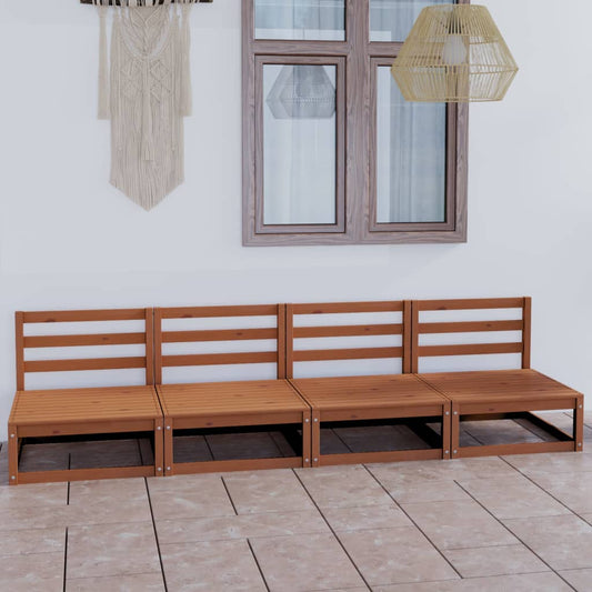 Divano da Giardino 4 Posti Marrone Ambra Legno Massello di Pino - homemem39
