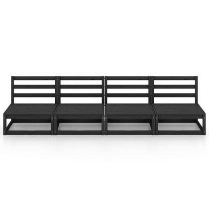 Divano da Giardino a 4 Posti Nero in Legno Massello di Pino - homemem39