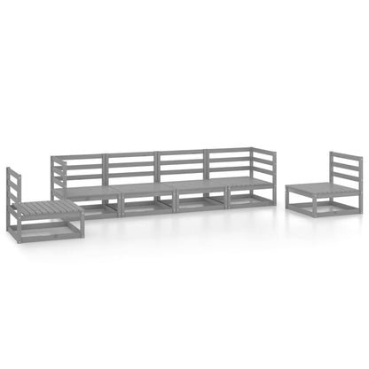 Set Divani da Giardino 6 pz Grigio in Legno Massello di Pino - homemem39