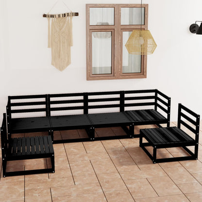 Set Divani da Giardino 6 pz Nero in Legno Massello di Pino - homemem39