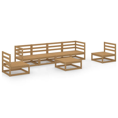 Set Salotto da Giardino 7pz Marrone Ambra Legno Massello Pino - homemem39