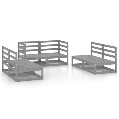 Set Divani da Giardino 6 pz Grigio in Legno Massello di Pino - homemem39