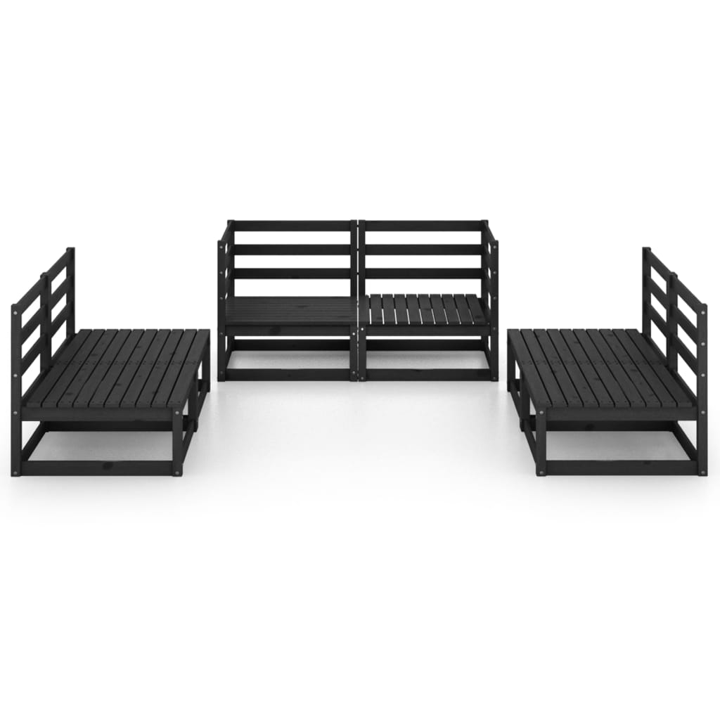 Set Divani da Giardino 6 pz Nero in Legno Massello di Pino - homemem39