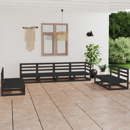 Set Divani da Giardino 8 pz Nero in Legno Massello di Pino - homemem39