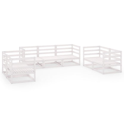 Set Divani da Giardino 7 pz Bianco in Legno Massello di Pino - homemem39