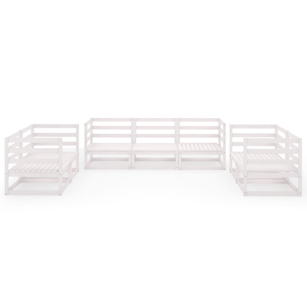 Set Divani da Giardino 7 pz Bianco in Legno Massello di Pino - homemem39