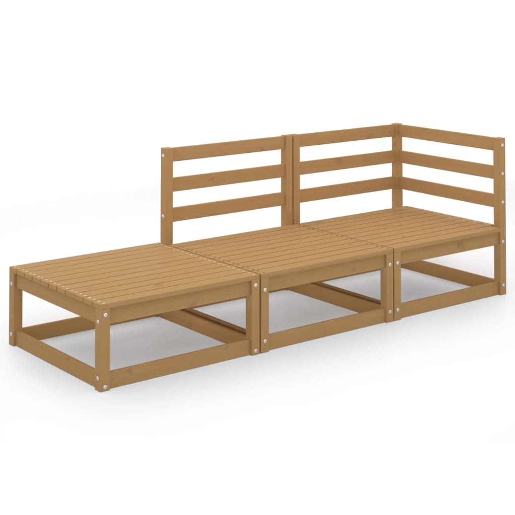 Set Divani da Giardino 3pz Marrone Ambra Legno Massello di Pino - homemem39