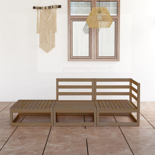 Set Divani da Giardino 3pz Marrone Ambra Legno Massello di Pino - homemem39