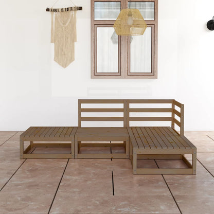 Set Salotto da Giardino 4pz Marrone Ambra Legno Massello Pino - homemem39