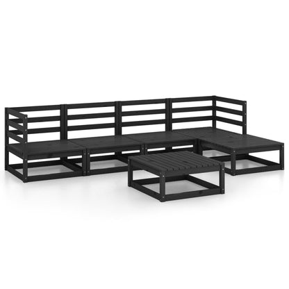 Set Divani da Giardino 6 pz Nero in Legno Massello di Pino - homemem39